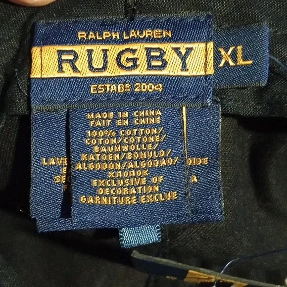 Ralph Lauren Rugby Hat, NWT, XLarge,Black with White Stripes. Old English R, - Picture 5 of 6